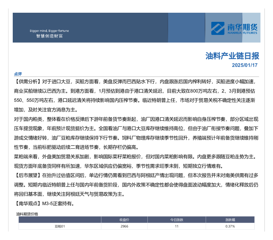 油料产业链⽇报