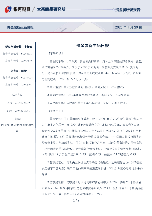 贵金属衍生品日报