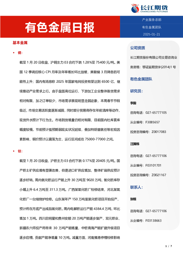 有色金属日报
