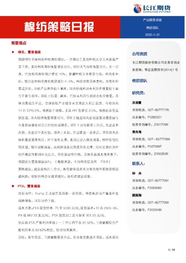 棉纺策略日报