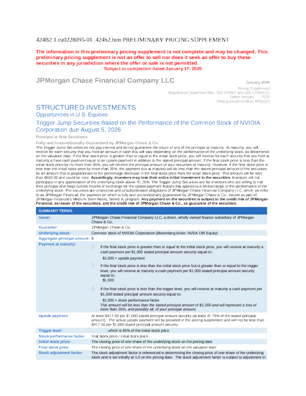 摩根大通美股招股说明书(2025-01-21版)