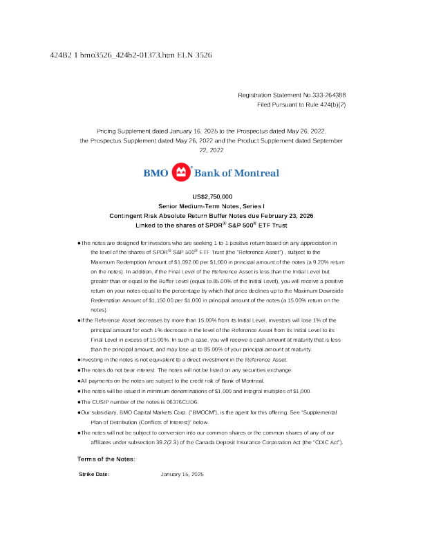 蒙特利尔银行美股招股说明书(2025-01-21版)