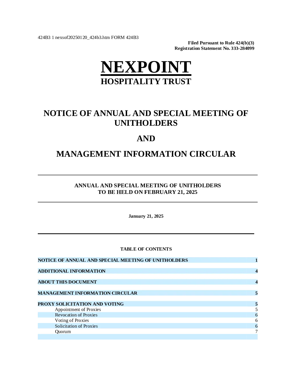 NexPoint Diversified Real Estate Trust Series A Pfd美股招股说明书(2025-01-21版)