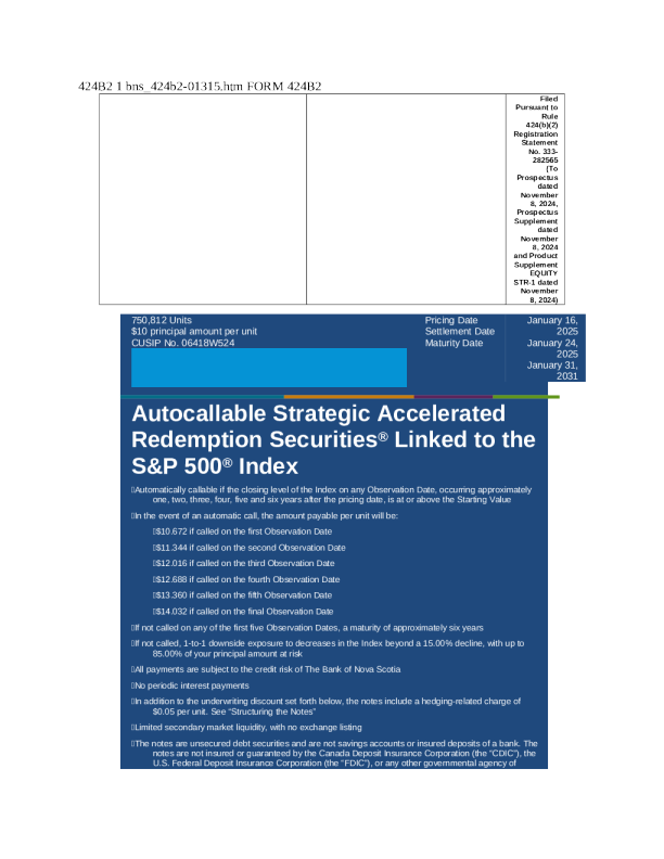 加拿大丰业银行美股招股说明书(2025-01-21版)