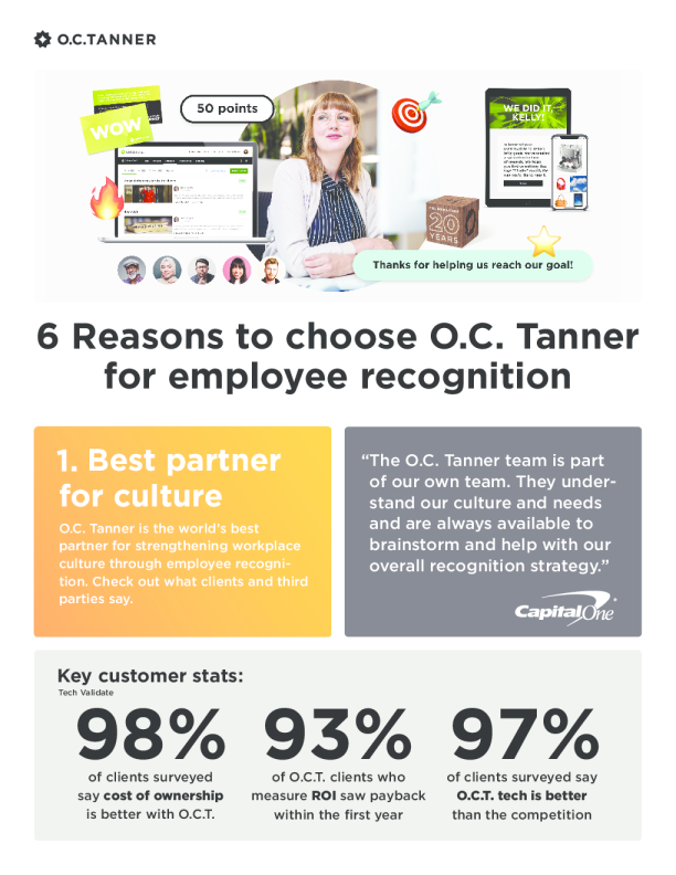 选择O.C. Tanner进行员工认可以上的6个原因