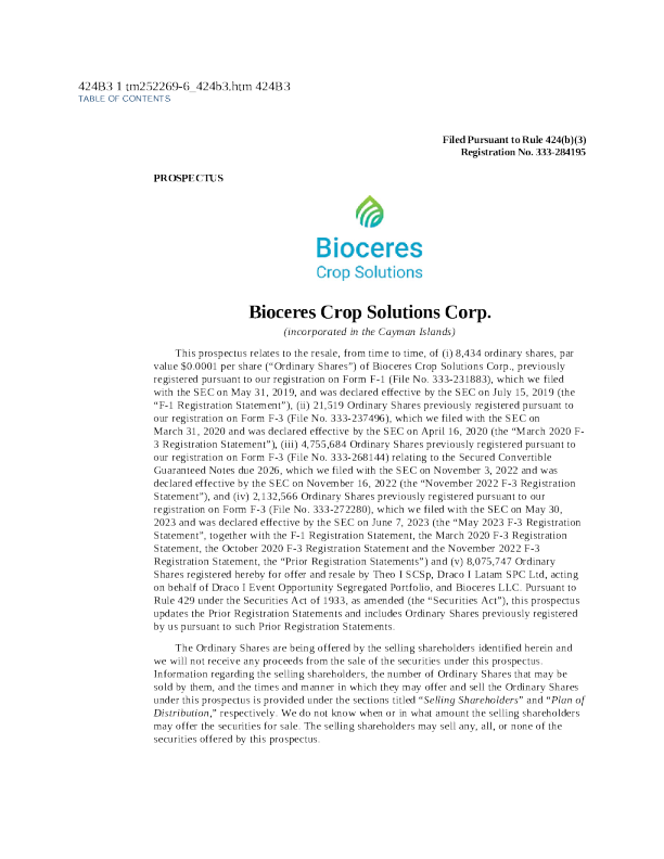 Bioceres Crop Solutions Corp. 美股认字 (2025 - 01 - 22 版)