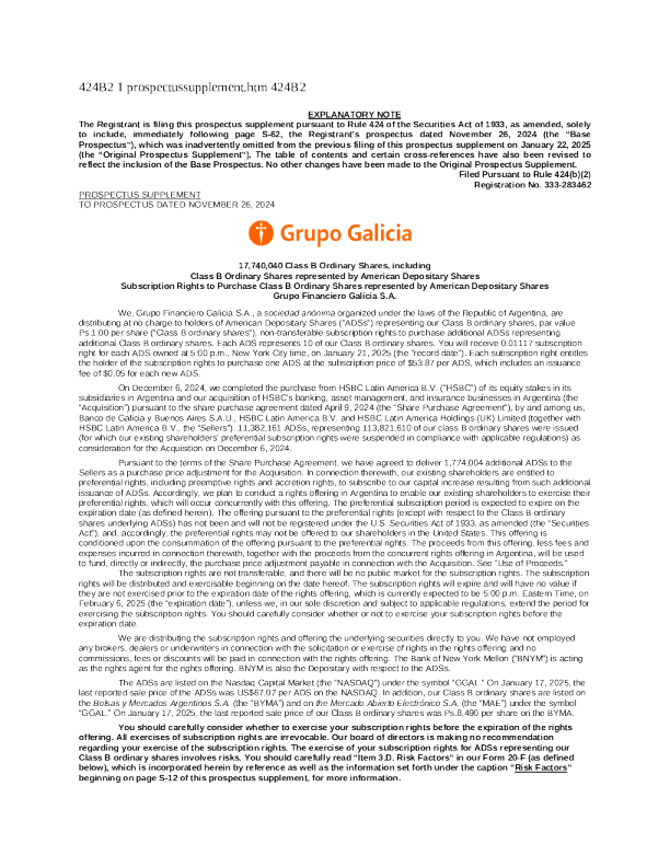 加利西亚金融美股招股说明书(2025-01-22版)