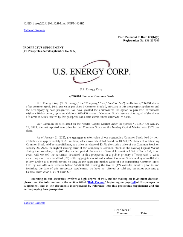 美国能源美股招股说明书(2025-01-22版)