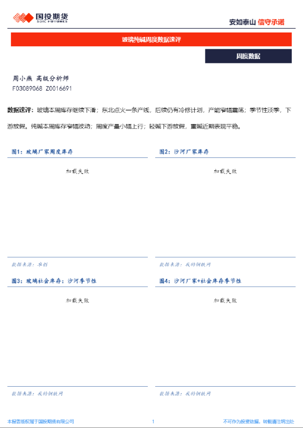 玻璃纯碱周度数据速评