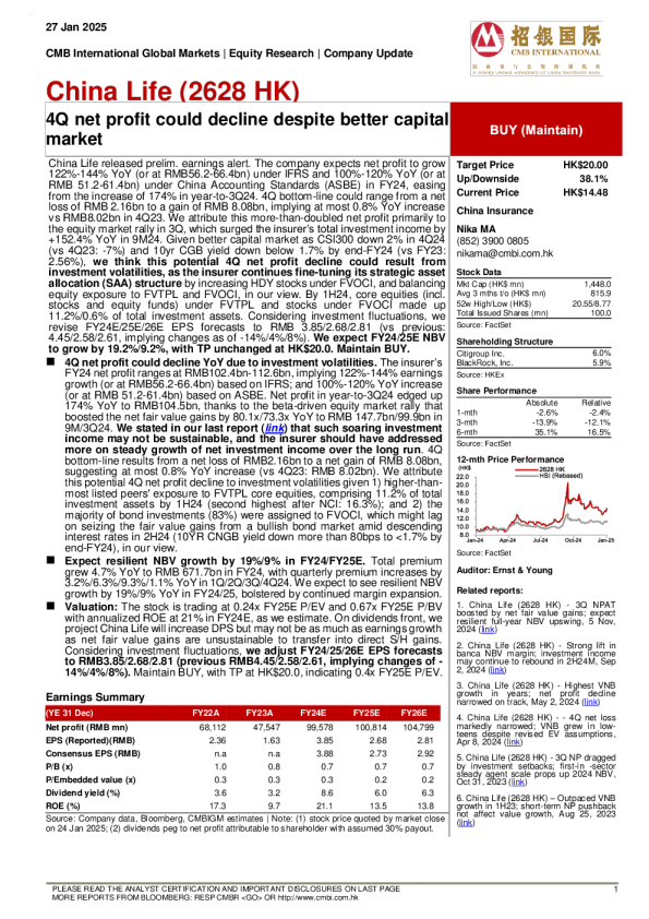 尽管资本市场表现更好，第四季度净利润可能下降