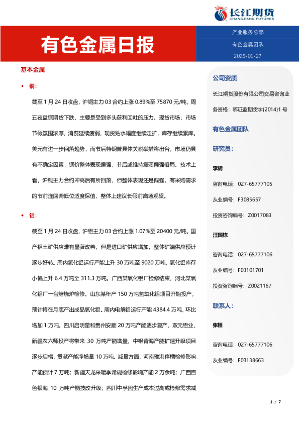 有色金属日报