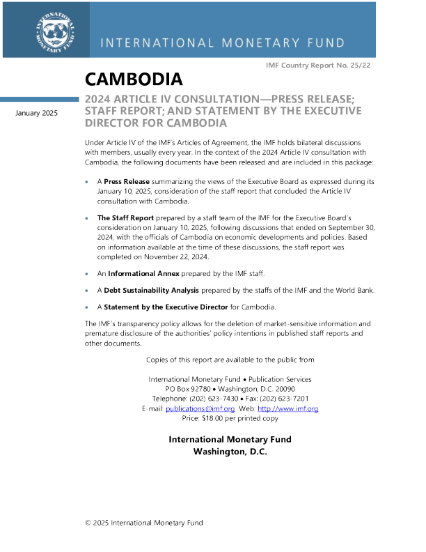 Cambodia: 2024 Article IV Consultation-Press Release; Staff Report; and Statement by the Executive Director for Cambodia