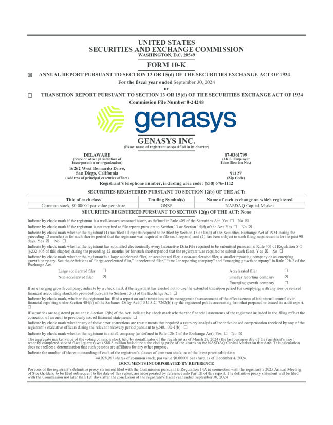 Genasys Inc 2024年度报告