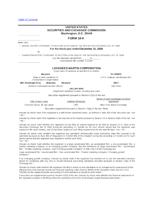 洛克希德马丁 2024年度报告