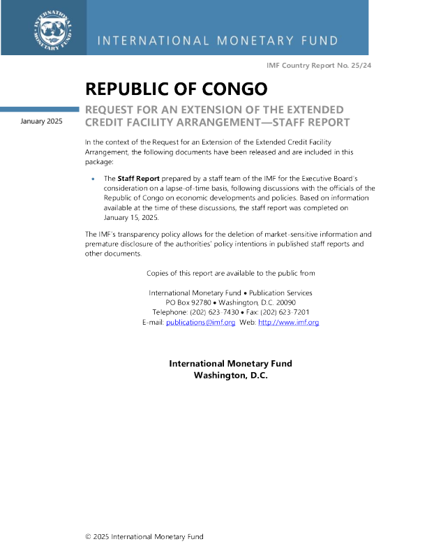 刚果共和国：延长信贷设施安排延期请求——工作人员报告