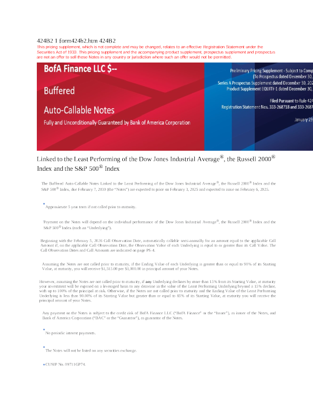 美国银行美股招股说明书(2025-01-31版)