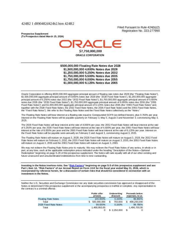 甲骨文美股招股说明书(2025-01-31版)