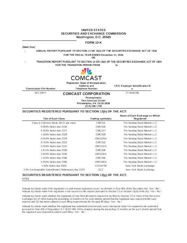 康卡斯特 2024年度报告