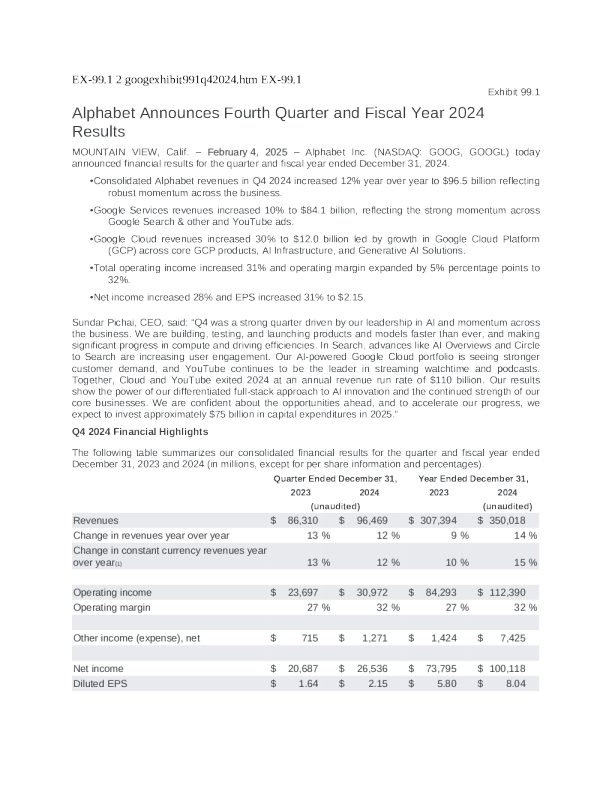 谷歌 - C 2024 年度报告