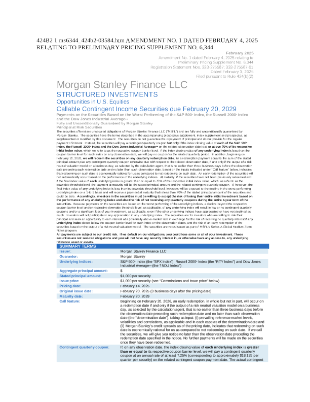 摩根士丹利美股招股说明书(2025-02-04版)