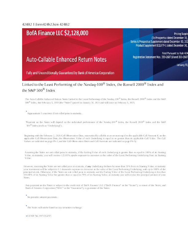 美国银行美股招股说明书(2025-02-04版)