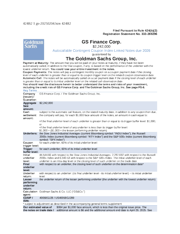 高盛美股招股说明书(2025-02-04版)