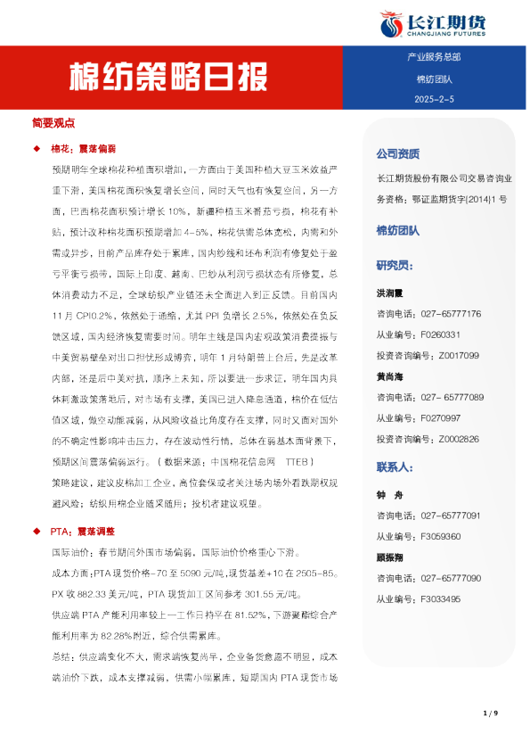 棉纺策略日报