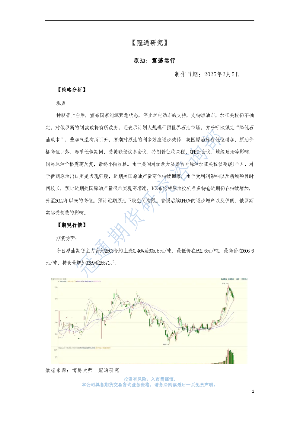 原油：震荡运行