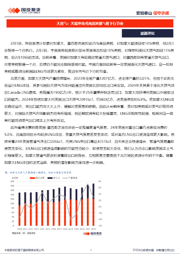 天然气：关税冲击或再度延缓气价下行节奏