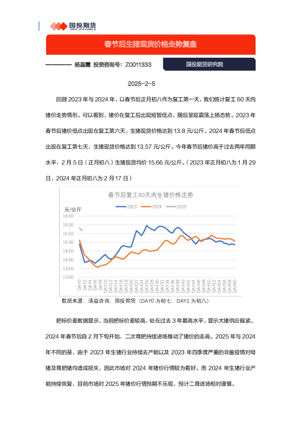 春节后生猪现货价格走势复盘