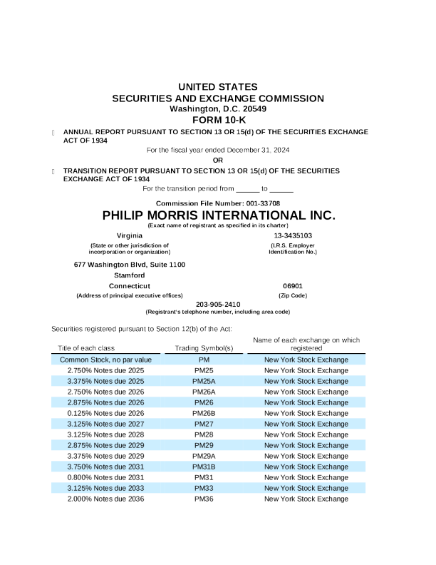 菲利普莫里斯国际 2024年度报告