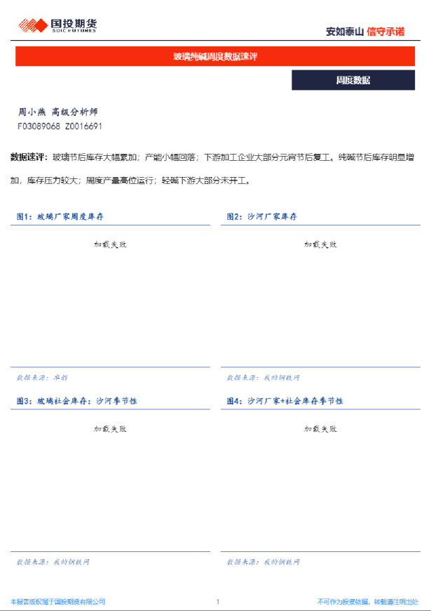 玻璃纯碱周度数据速评