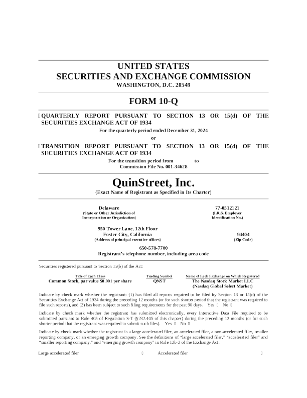 QuinStreet Inc 2025 年年度报告