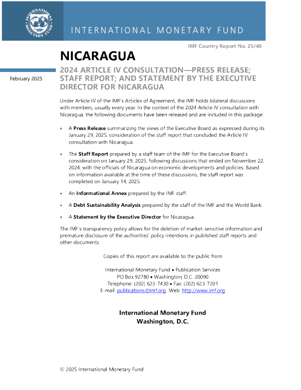 Nicaragua: 2024 Article IV Consultation-Press Release; Staff Report; and Statement by the Executive Director for Nicaragua