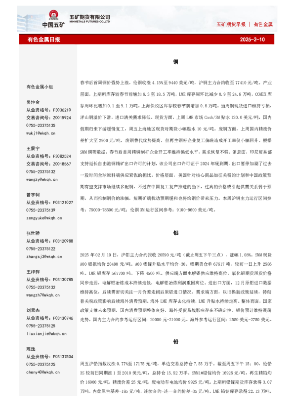 有色金属日报