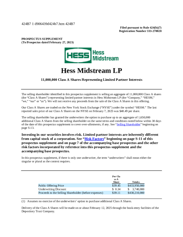 Hess Midstream LP - A 美股报股 (2025 - 02 - 11 版)