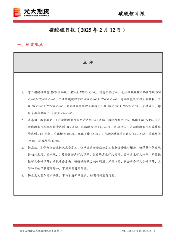 碳酸锂日报