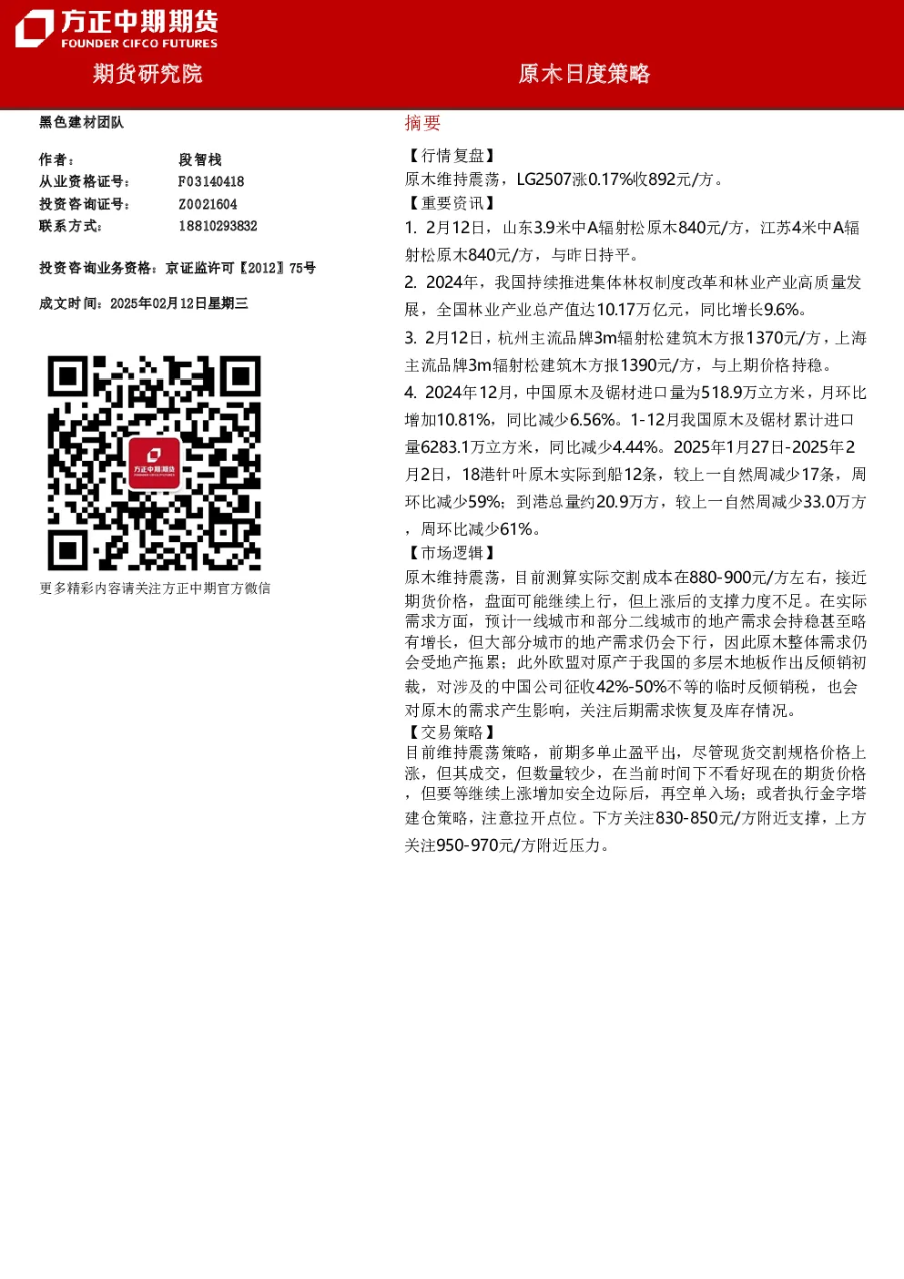 原木日度策略