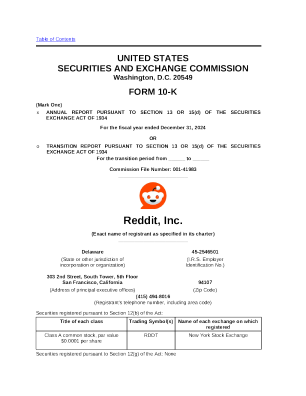 Reddit Inc-A 2024年度报告