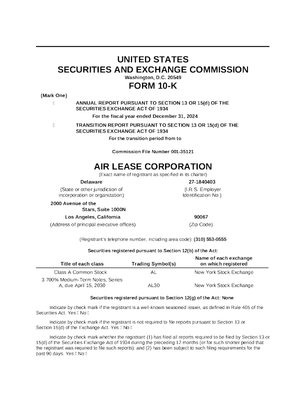 航空租赁 2024年度报告