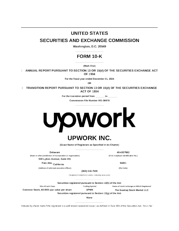 Upwork Inc 2024年度报告