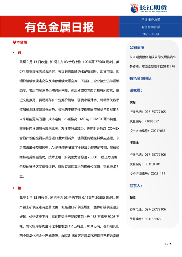 有色金属日报