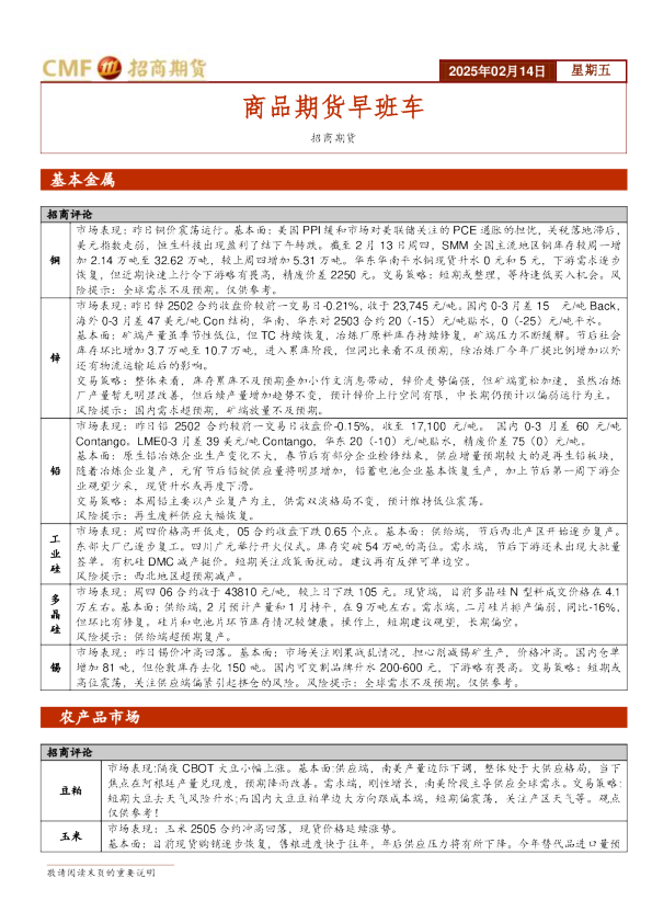 商品期货早班车