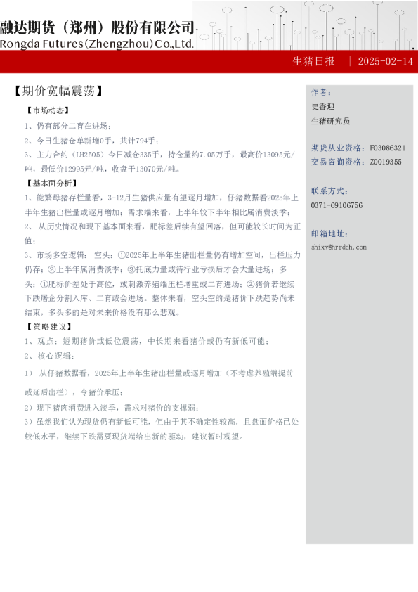 生猪日报：期价宽幅震荡