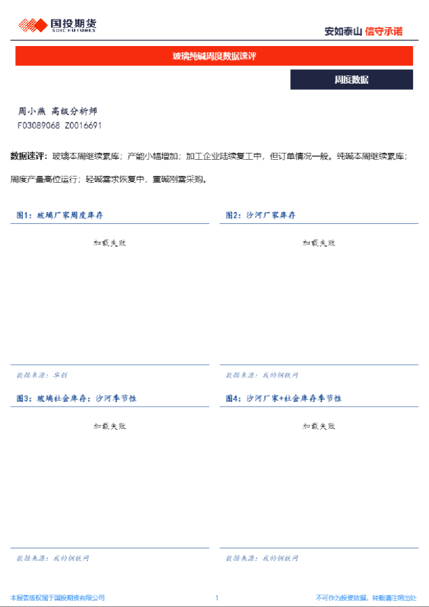 玻璃纯碱周度数据速评