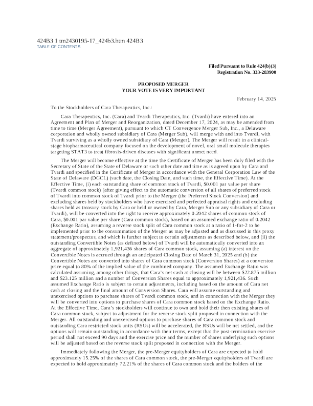 Cara Therapeutics Inc美股招股说明书(2025-02-14版)
