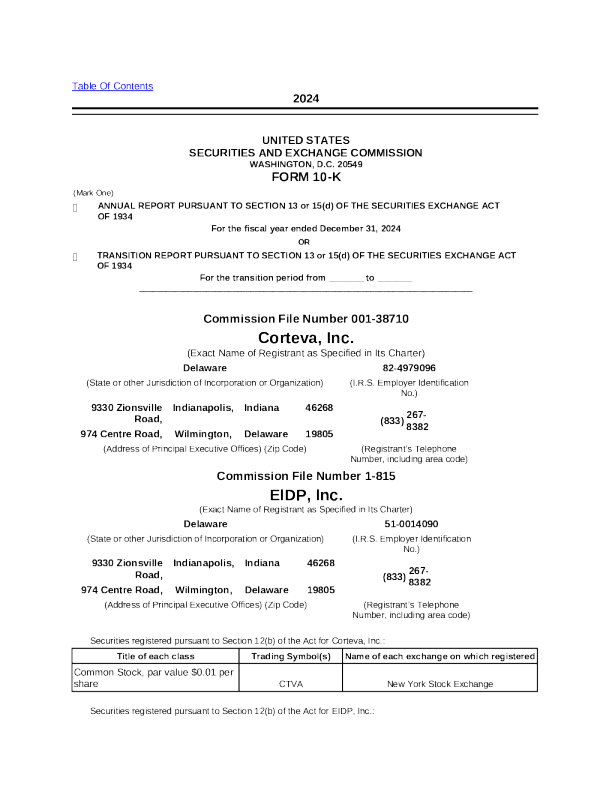 Corteva Inc 2024年度报告