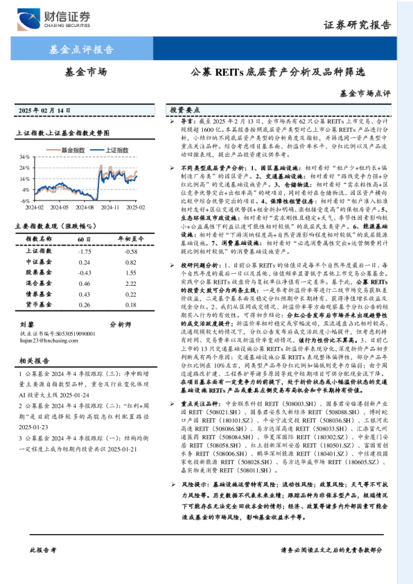 基金市场点评：公募REITs底层资产分析及品种筛选