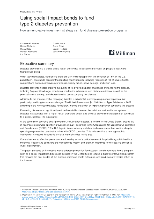 利用社会影响债券为2型糖尿病预防提供资金