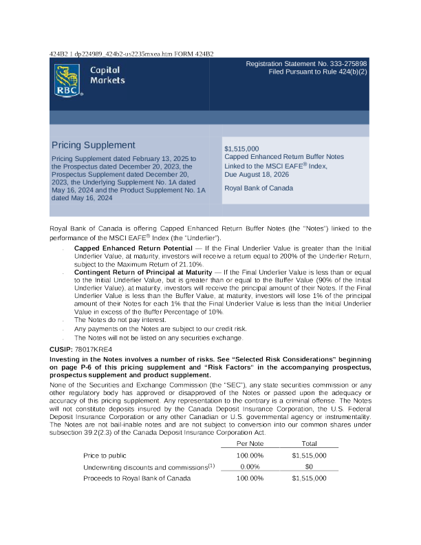加拿大皇家银行美股招股说明书(2025-02-18版)